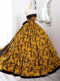 Prom Dress 2025 Stunning Yellow Floral Blossom Prom Ball Gown Strapless Bow Tie Quinceanera Dresses BG010-unique prom dresses-Yellow-Custom Size-Viniodress