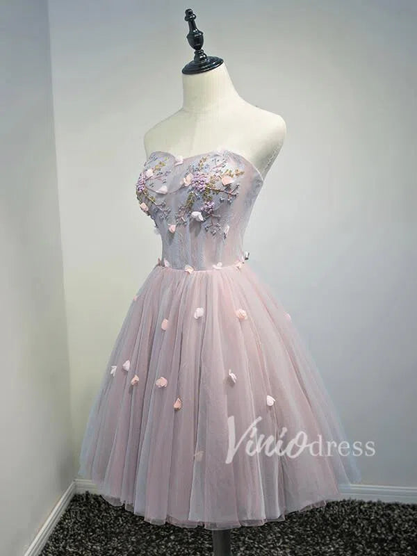 Short Prom Dresses 2025 Sweetheart Beaded Strapless Homecoming Dresses SD1057-homecoming dresses-Viniodress-As Picture-Custom Size-Viniodress