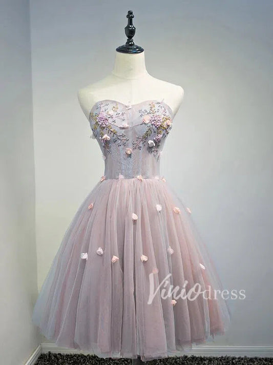 Short Prom Dresses 2025 Sweetheart Beaded Strapless Homecoming Dresses SD1057-homecoming dresses-Viniodress-As Picture-Custom Size-Viniodress