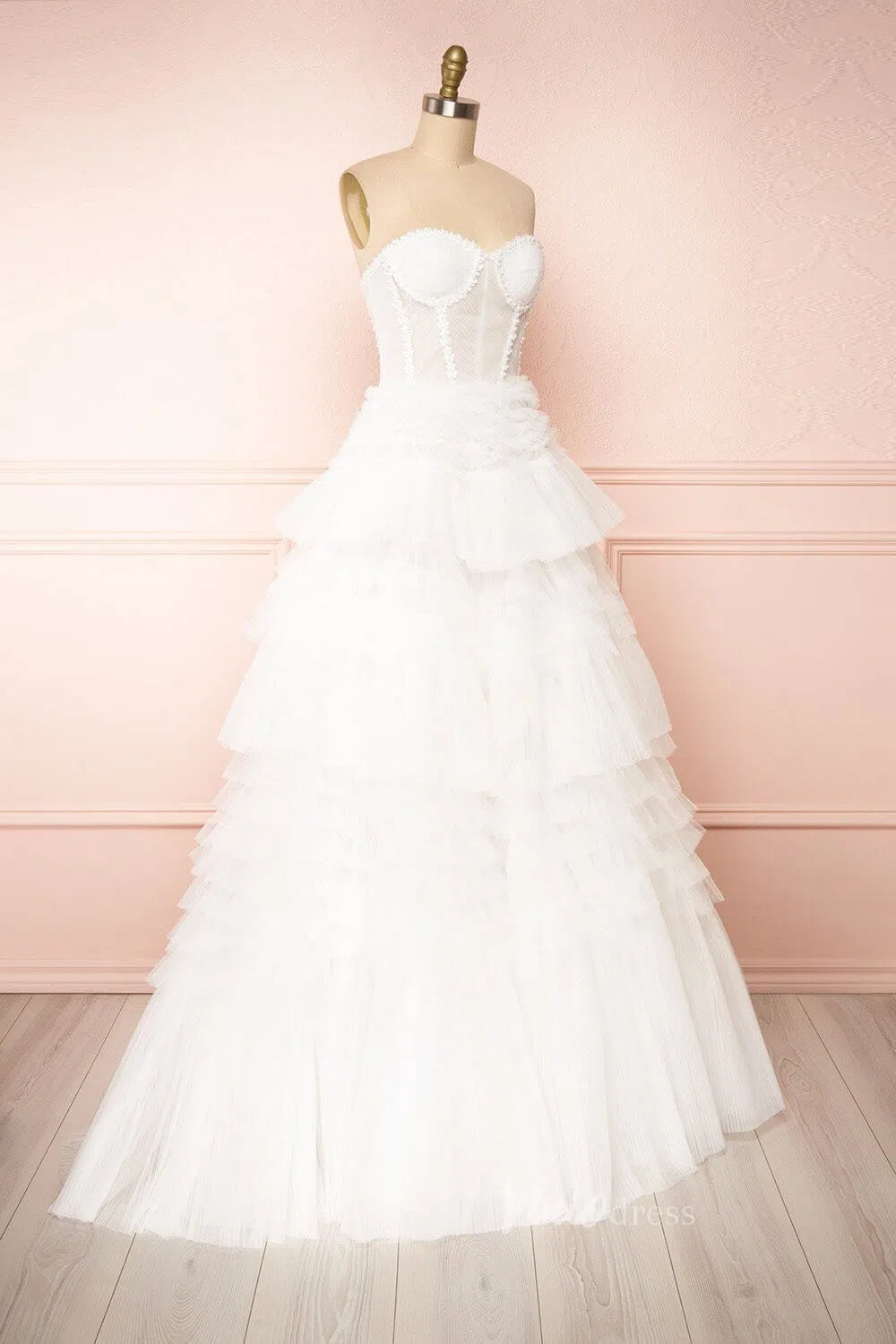 Sweetheart Black Ruffle Prom Dress Tiered Tulle Wedding Dresses FD1153-wedding dresses 2025 -Viniodress-Black-Custom Size-