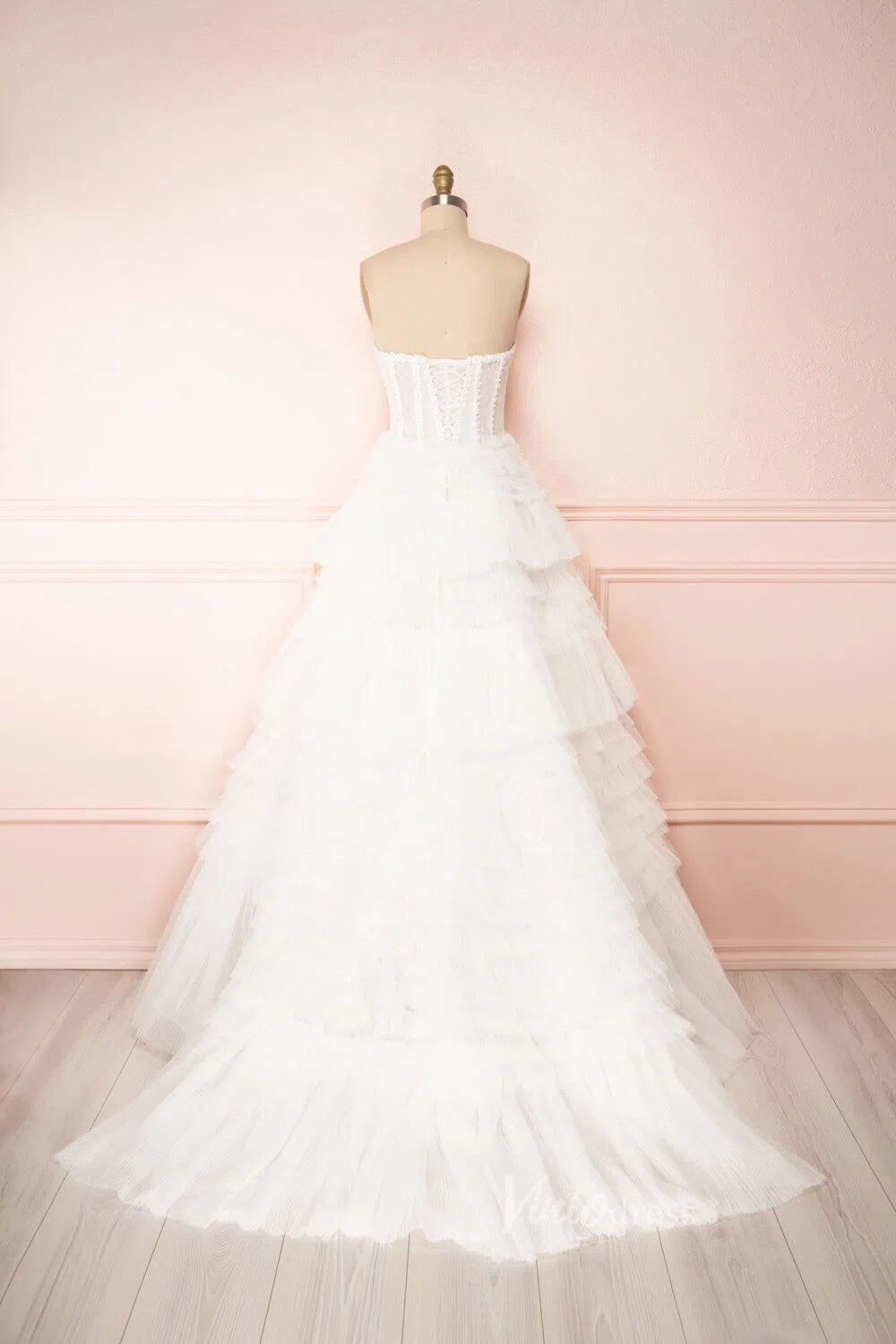 Sweetheart Black Ruffle Prom Dress Tiered Tulle Wedding Dresses FD1153-wedding dresses 2025 -Viniodress-Black-Custom Size-