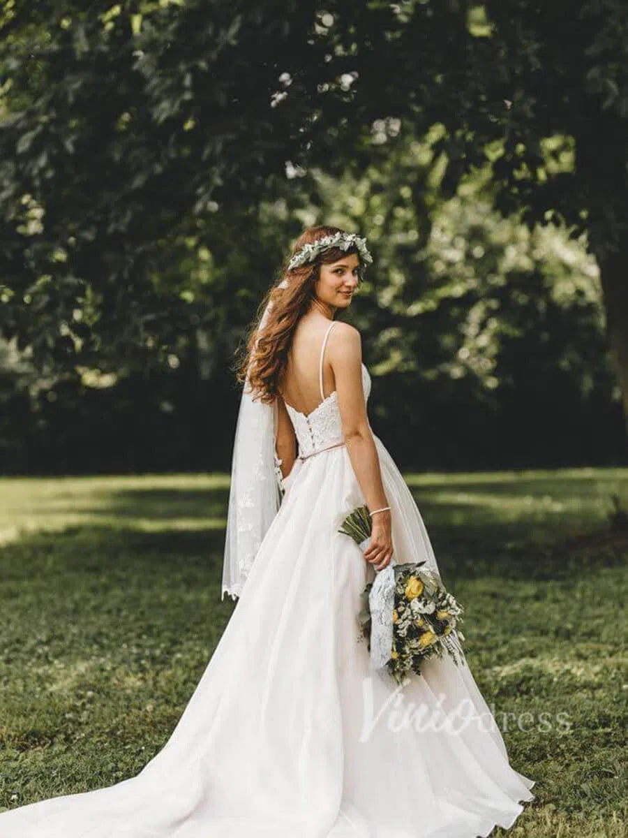 Sweetheart Champagne Country Wedding Dresses with Strap VW1083-wedding dresses-Viniodress-Viniodress