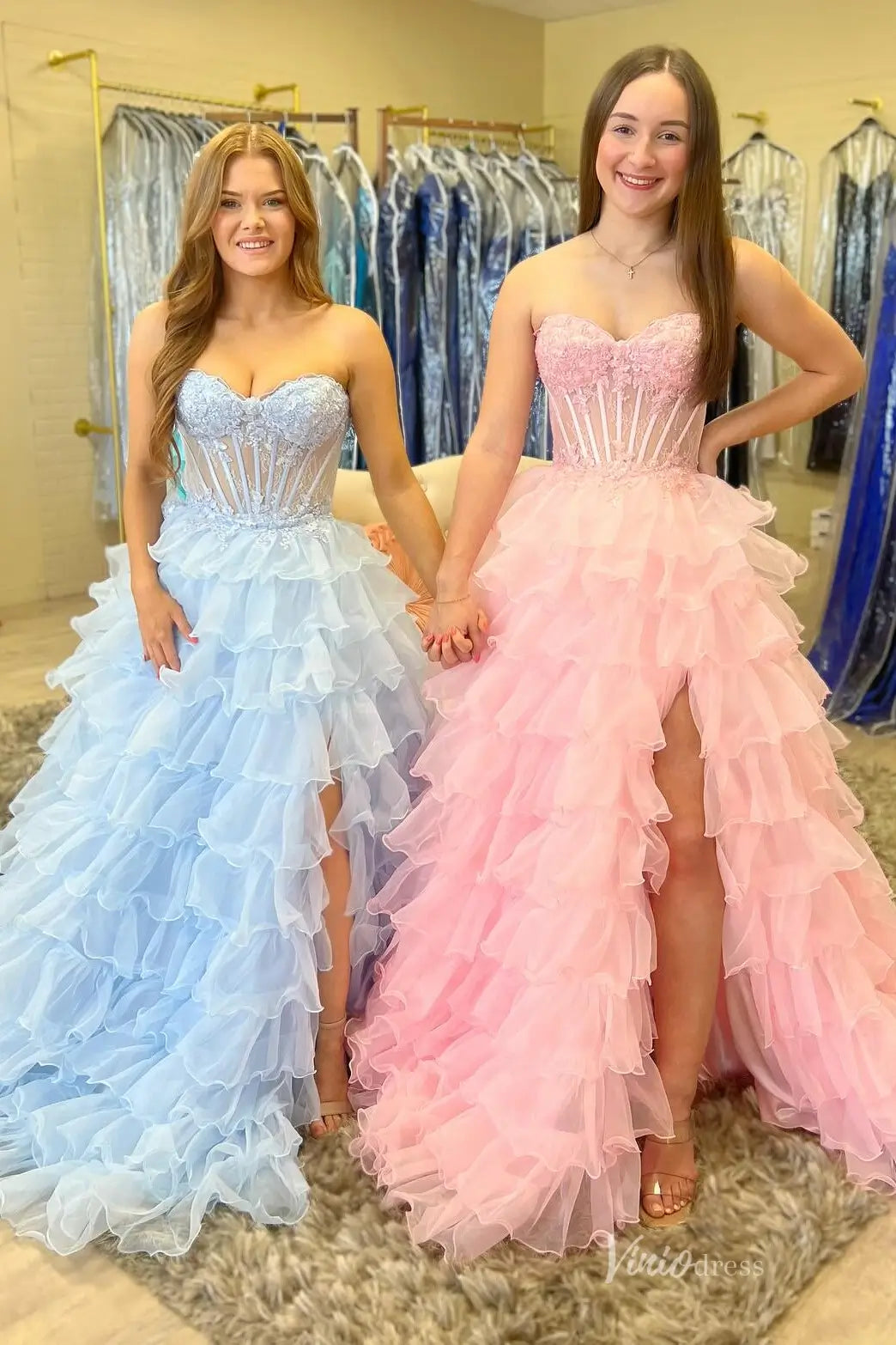 RF009 不转 ruffled organza-prom dresses 2026-Viniodress-Light Blue-Custom Size-