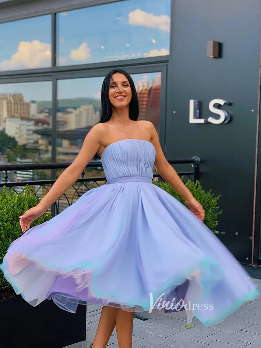 Tea Length Lavender Homecoming Dresses Hoco Dress FD2797-Homecoming Dresses 2025 -Viniodress-Lavender-Custom Size-