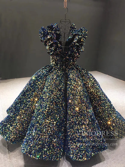 Tea Length Shimmering Sequin Prom Dresses Couture Ball Gowns FD1281B viniodress-prom dresses 2025 -Viniodress-Gold-US 2-