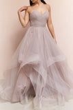 Tiered Mauve Ruffle Prom Dress Pleated Formal Gown FD1224-prom dresses-Viniodress-Viniodress