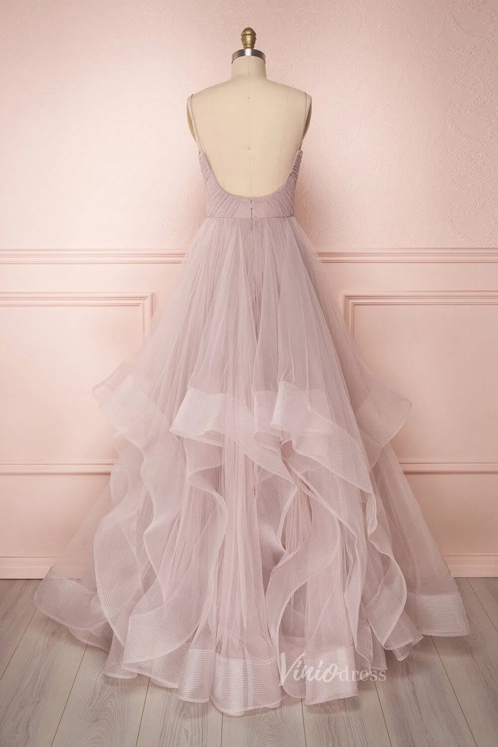 Prom Dress 2025 Tiered Mauve Ruffle Prom Dress Pleated Formal Gown FD1224-unique prom dresses-Mauve-Custom Size-Viniodress