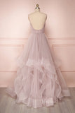 Tiered Mauve Ruffle Prom Dress Pleated Formal Gown FD1224-prom dresses-Viniodress-Viniodress