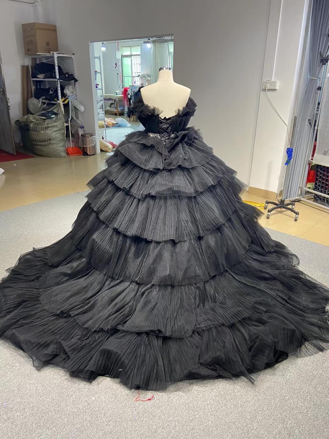 Tiered Peach Ball Gown Wedding Dresses Princess Sweet 16 Dress Debut Gown 222140-Quinceanera Dresses 2025 -Viniodress-Peach-Custom Size-