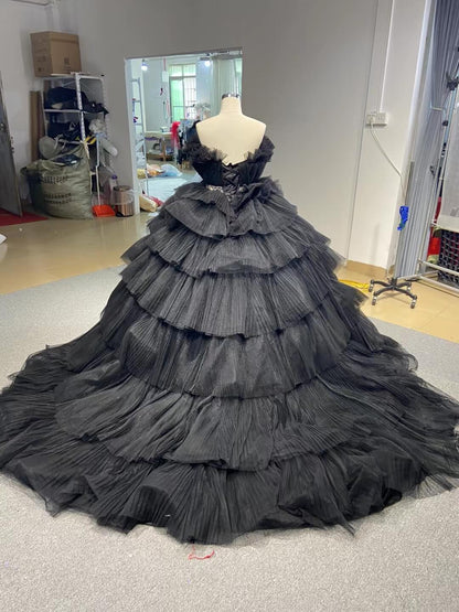 Tiered Peach Ball Gown Wedding Dresses Princess Sweet 16 Dress Debut Gown 222140-Quinceanera Dresses 2025 -Viniodress-Peach-Custom Size-