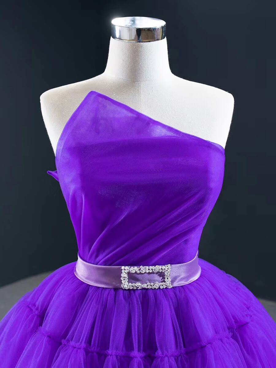 Prom Dress 2025 Tiered Violet Purple Prom Dresses Strapless Sweet 15 Dress FD2424-unique prom dresses-Purple-Custom Size-Viniodress