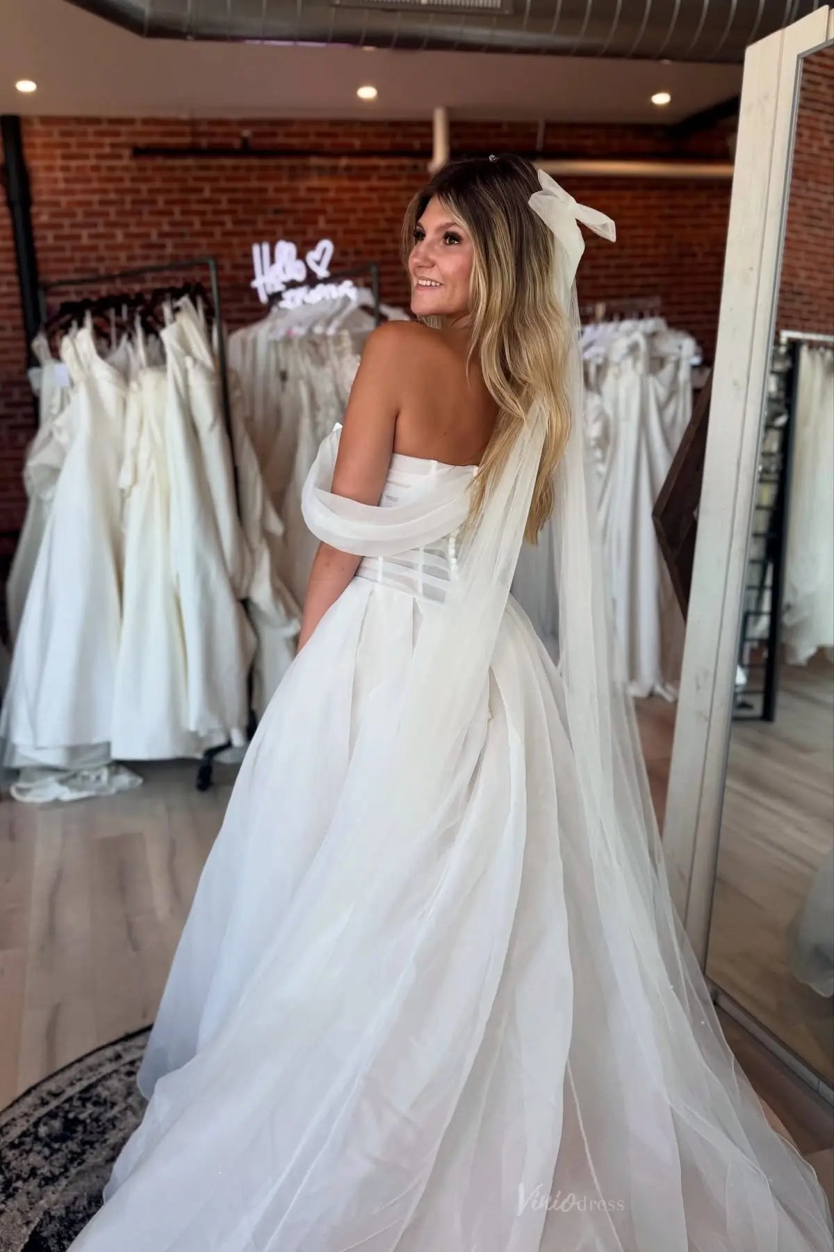 Timeless Off-Shoulder Silky Organza Ball Gown Wedding Dress MS159 Viniodress Timeless Off-Shoulder Silky Organza Ball Gown Wedding Dress MS159 Viniodress
