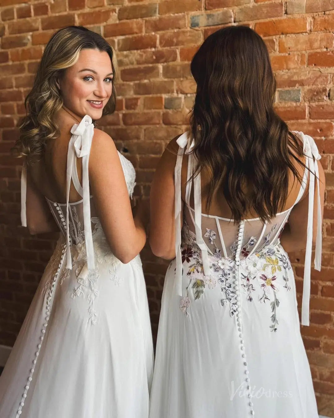 Unique Floral Wedding Dress with Slit & Pockets | Wildflower Embroidered A-Line Gown FW120-wedding dresses 2025 -Viniodress-Ivory-Custom Size-
