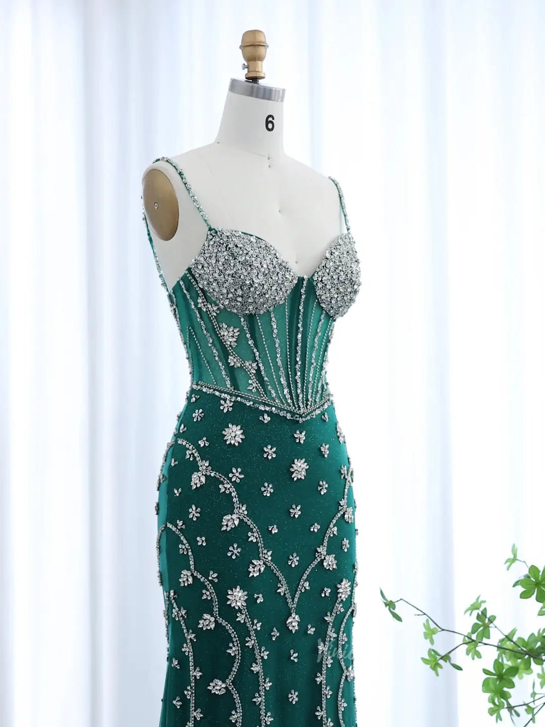 Unique Green Prom Dresses Sparkle Rhinestone Mermaid Formal Dresses BD013-Evening Dresses 2025 -Viniodress-Green-US 2-