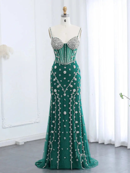 Unique Green Prom Dresses Sparkle Rhinestone Mermaid Formal Dresses BD013-Evening Dresses 2025 -Viniodress-Green-US 2-