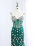 prom dresses 2025 Unique Green Prom Dresses Sparkle Rhinestone Mermaid Formal Dresses BD013-plus size wedding dresses Viniodress-Green-US 2-