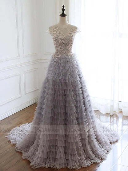 Unique Mauve Tiered Long Prom Dresses with Train FD1658-prom dresses 2025 -Viniodress-As Picture-Custom Size-