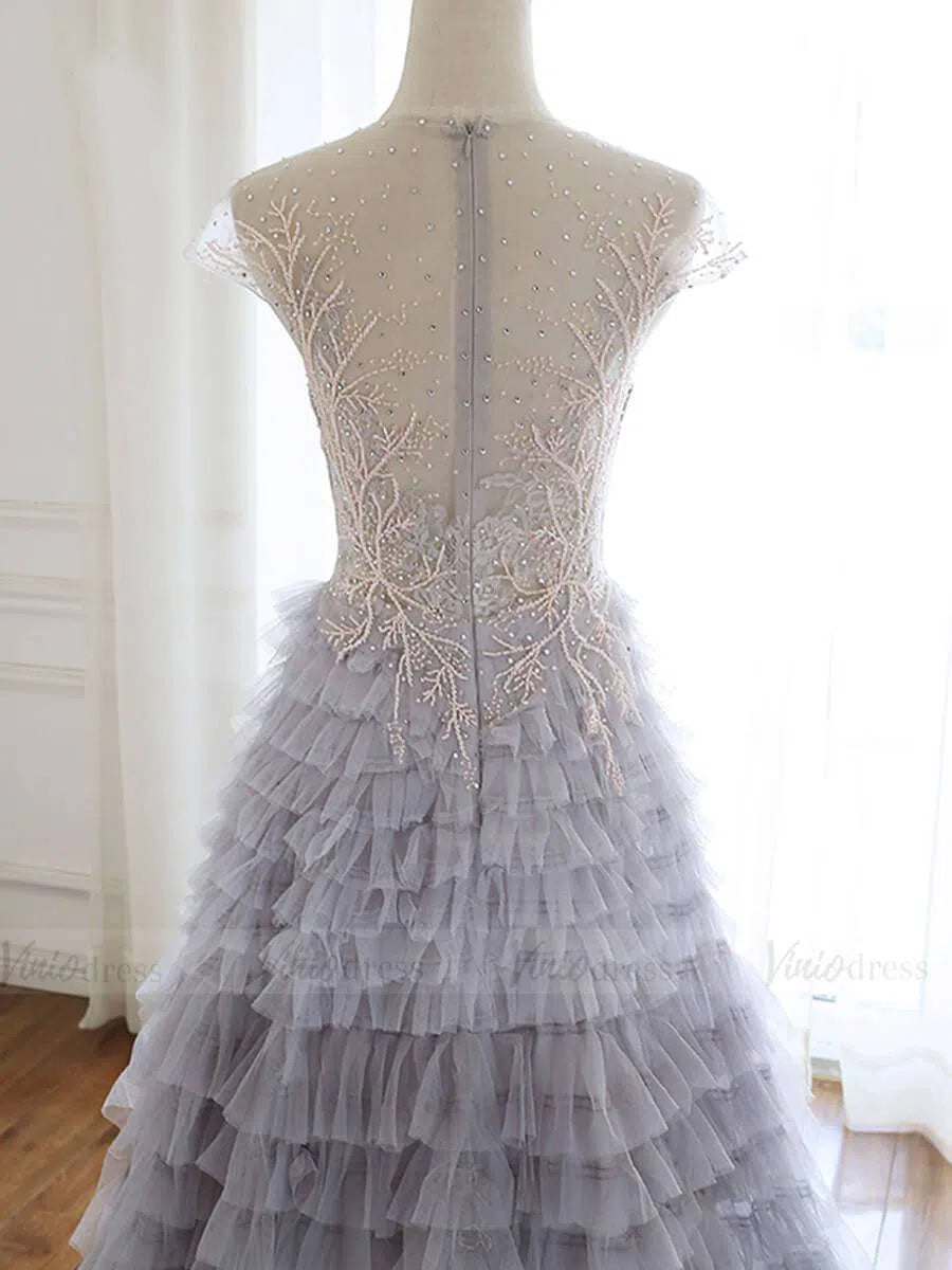 Unique Mauve Tiered Long Prom Dresses with Train FD1658-prom dresses 2025 -Viniodress-As Picture-Custom Size-