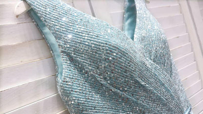 V-neck Baby Blue Homecoming Dresses with Pockets SD1400-Homecoming Dresses 2025 -Viniodress-Light Blue-Custom Size-