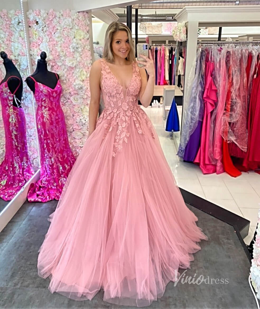 Prom Dress 2025 V-neck Orange Tulle Long Prom Dresses 2024 Backless Elegant Gowns FD2940b-unique prom dresses-Orange-Custom Size-Viniodress