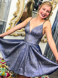 Short Prom Dresses 2025 V Neck Sparkly Homecoming Dresses with Pockets SD1134-homecoming dresses-Viniodress-Blue-Custom Size-Viniodress