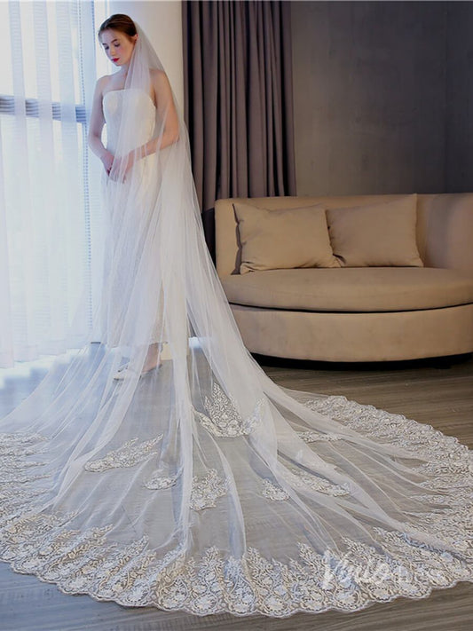 Vinatage Lace Cathedral Veil Viniodress TS17155-Bridal Veil 2025 -Viniodress-Ivory-