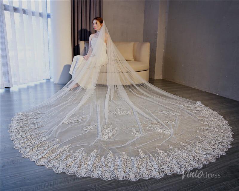 Vinatage Lace Cathedral Veil Viniodress TS17155-Bridal Veil 2025 -Viniodress-Ivory-
