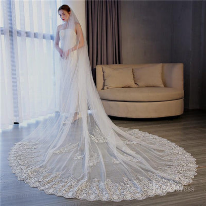 Vinatage Lace Cathedral Veil Viniodress TS17155-Bridal Veil 2025 -Viniodress-Ivory-