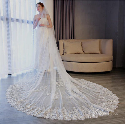 Vinatage Lace Cathedral Veil Viniodress TS17155-Bridal Veil 2025 -Viniodress-Ivory-