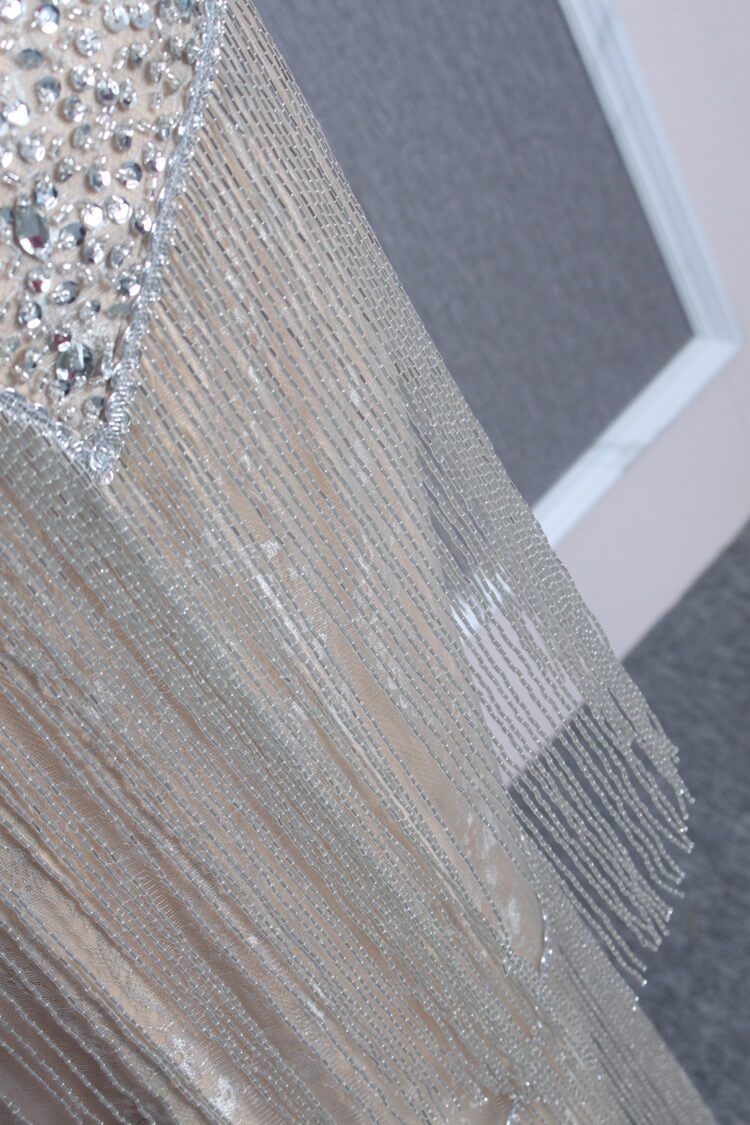 Vintage 20s Gatsby Party Dress Beaded Silver Flapper Dresses FD2463-Evening Dresses 2025 -Viniodress-Silver-US 2-