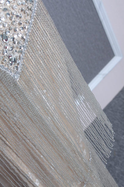 Vintage 20s Gatsby Party Dress Beaded Silver Flapper Dresses FD2463-Evening Dresses 2025 -Viniodress-Silver-US 2-