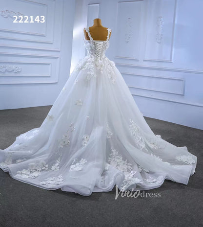 Vintage 3D Floral Ball Gown Wedding Dresses 222143-wedding dresses 2025 -Viniodress-Ivory-Custom Size-