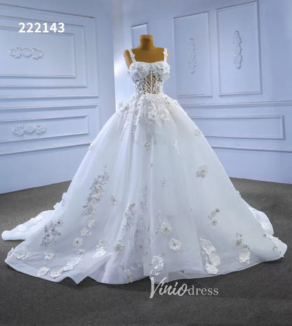 Vintage 3D Floral Ball Gown Wedding Dresses 222143-wedding dresses 2025 -Viniodress-Ivory-Custom Size-