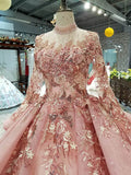 Vintage 3D Floral Quinceanera Dresses Beaded Pink Lace Prom Dress FD1123-prom dresses-Viniodress-Viniodress