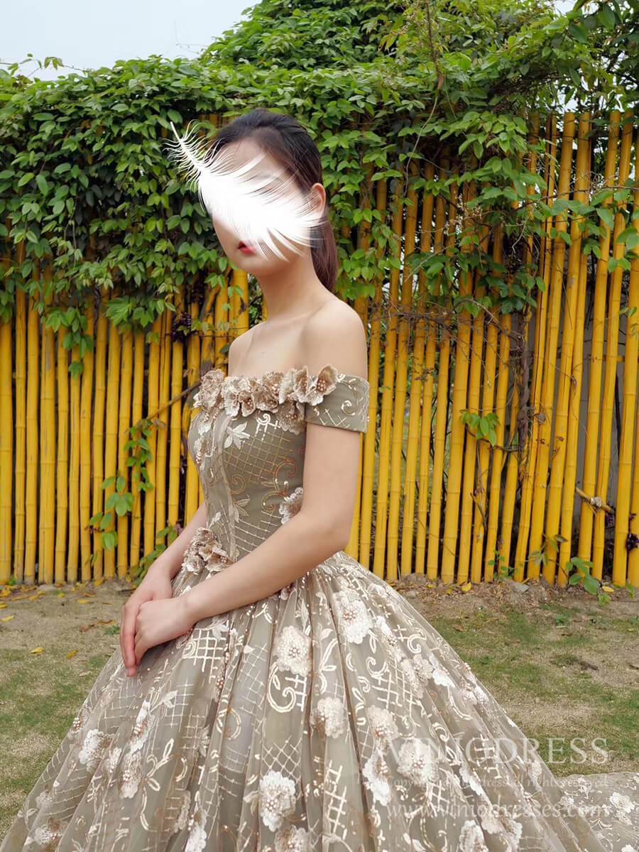 Prom Dress 2025 Vintage 3D Floral Sweet 16 Dress Off the Shoulder Quinceanera Dresses FD1998 viniodress-unique prom dresses-As Picture-Custom Size-Viniodress