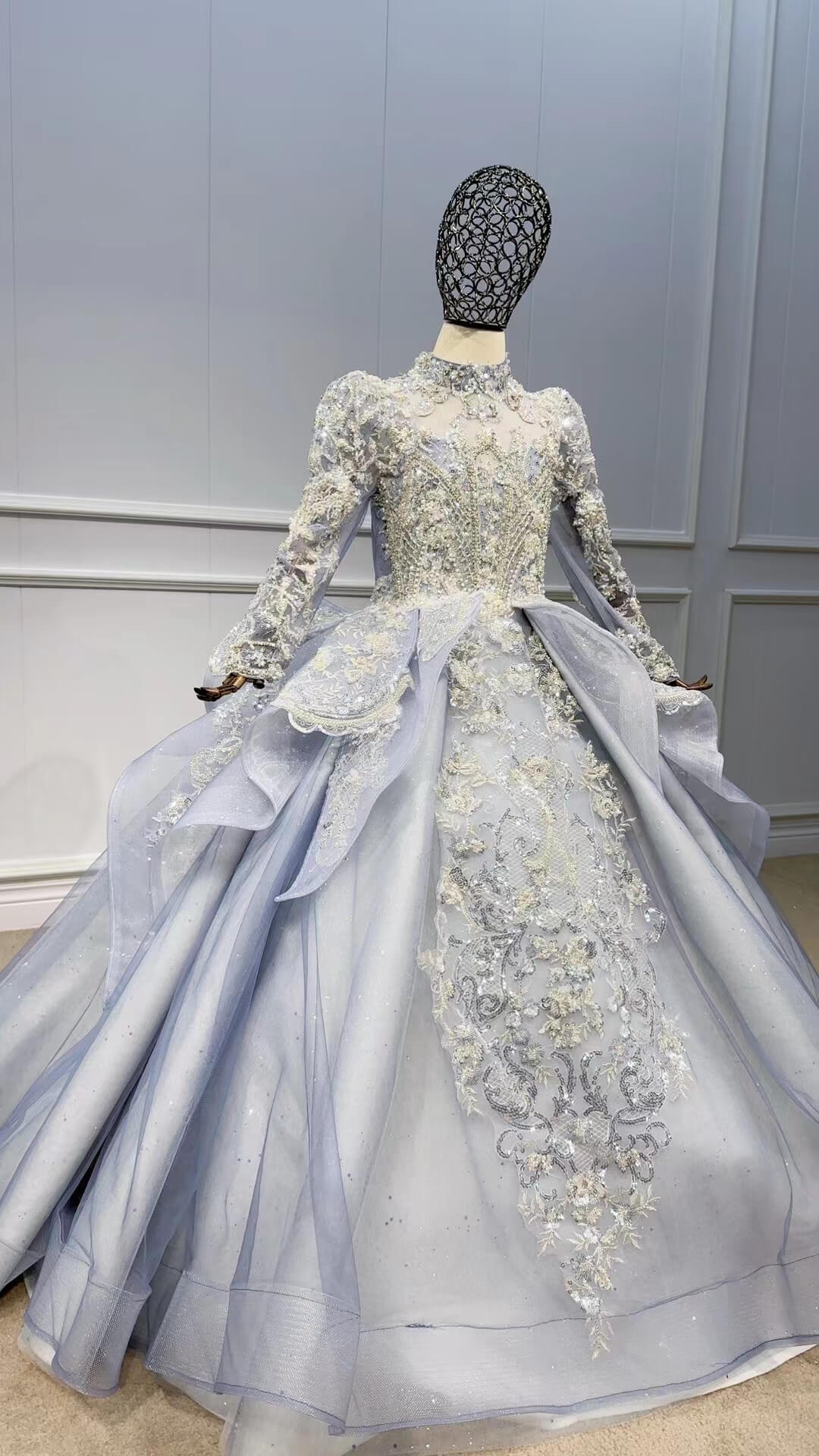 Vintage Ball Gown Pageant Dresses for Kids GL1093-Pageant Dresses for Kids 2025 -Viniodress-Dusty Blue-Custom Size-