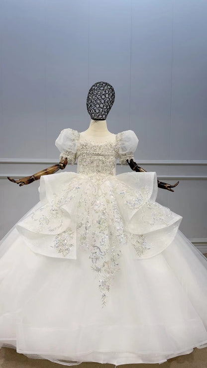 Vintage Ball Gown Pageant Dresses for Kids GL1093-Pageant Dresses for Kids 2025 -Viniodress-Ivory-Custom Size-