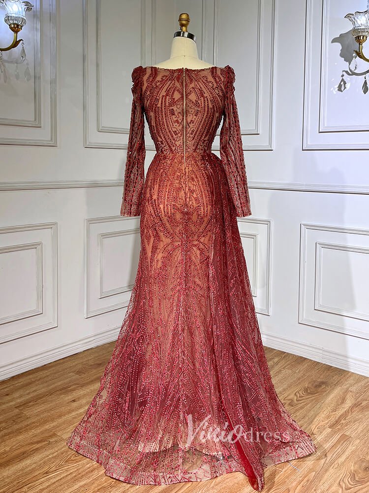 Vintage Beaded Lace Evening Dresses Long Sleeve Mother of Bride Dress Viniodress Vintage Beaded Lace Evening Dresses Long Sleeve Mother of Bride Dress Viniodress