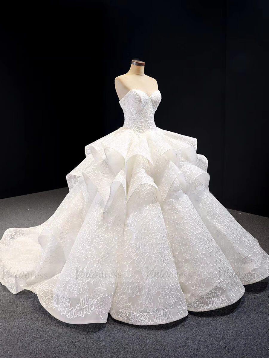 Vintage Beaded Lace Wedding Dresses for Brides 2019 FD1604B-wedding dresses-Viniodress-Ivory-Custom Size-Viniodress
