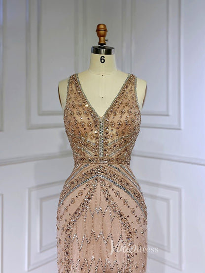 Vintage Beaded Mermaid Feather Prom Dresses 1920s Evening Dress 20065-Evening Dresses 2025 -Viniodress-As Picture-US 2-