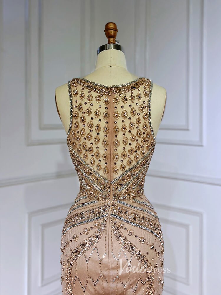 Vintage Beaded Mermaid Feather Prom Dresses 1920s Evening Dress 20065-Evening Dresses 2025 -Viniodress-As Picture-US 2-