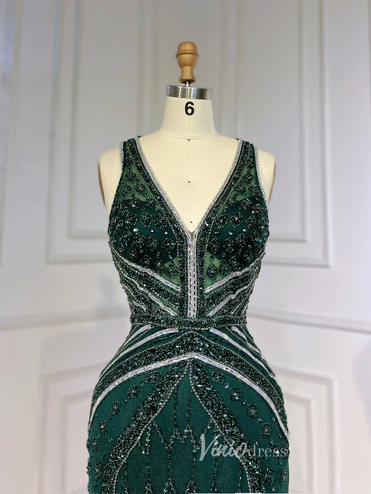 Prom Dress 2025 Vintage Beaded Mermaid Feather Prom Dresses 1920s Evening Dress 20065-unique prom dresses-As Picture-US 2-Viniodress