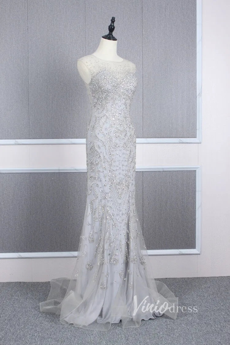 Vintage Beaded Prom Dress Sheath Pageant Fromal Dress FD2818-Evening Dresses 2025 -Viniodress-Red-US 2-