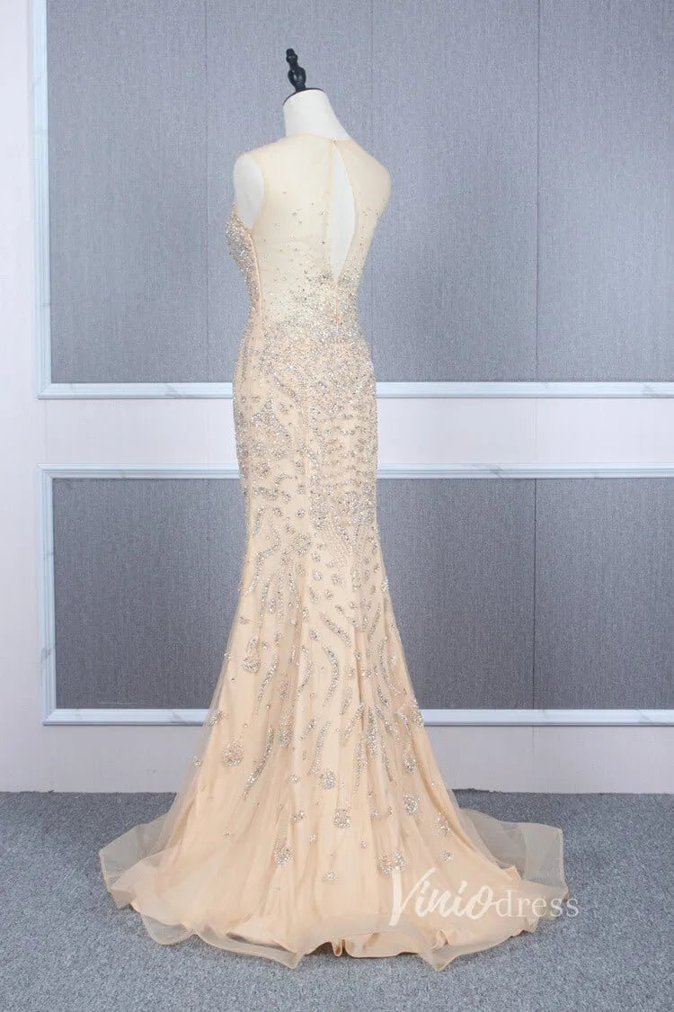 Vintage Beaded Prom Dress Sheath Pageant Fromal Dress FD2818-Evening Dresses 2025 -Viniodress-Red-US 2-