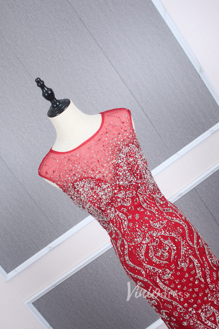 Prom Dress 2025 Vintage Beaded Prom Dress Sheath Pageant Fromal Dress FD2818-unique prom dresses-Red-US 2-Viniodress