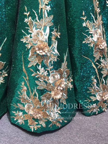 Vintage Black Wedding Dress FD1109 Off Shoulder Long Sleeves-Quinceanera Dresses 2025 -Viniodress-Green-Custom Size-