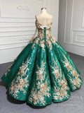 Prom Dress 2025 Vintage Black Wedding Dress FD1109 Off Shoulder Long Sleeves-unique Quinceanera Dresses-Green-Custom Size-Viniodress