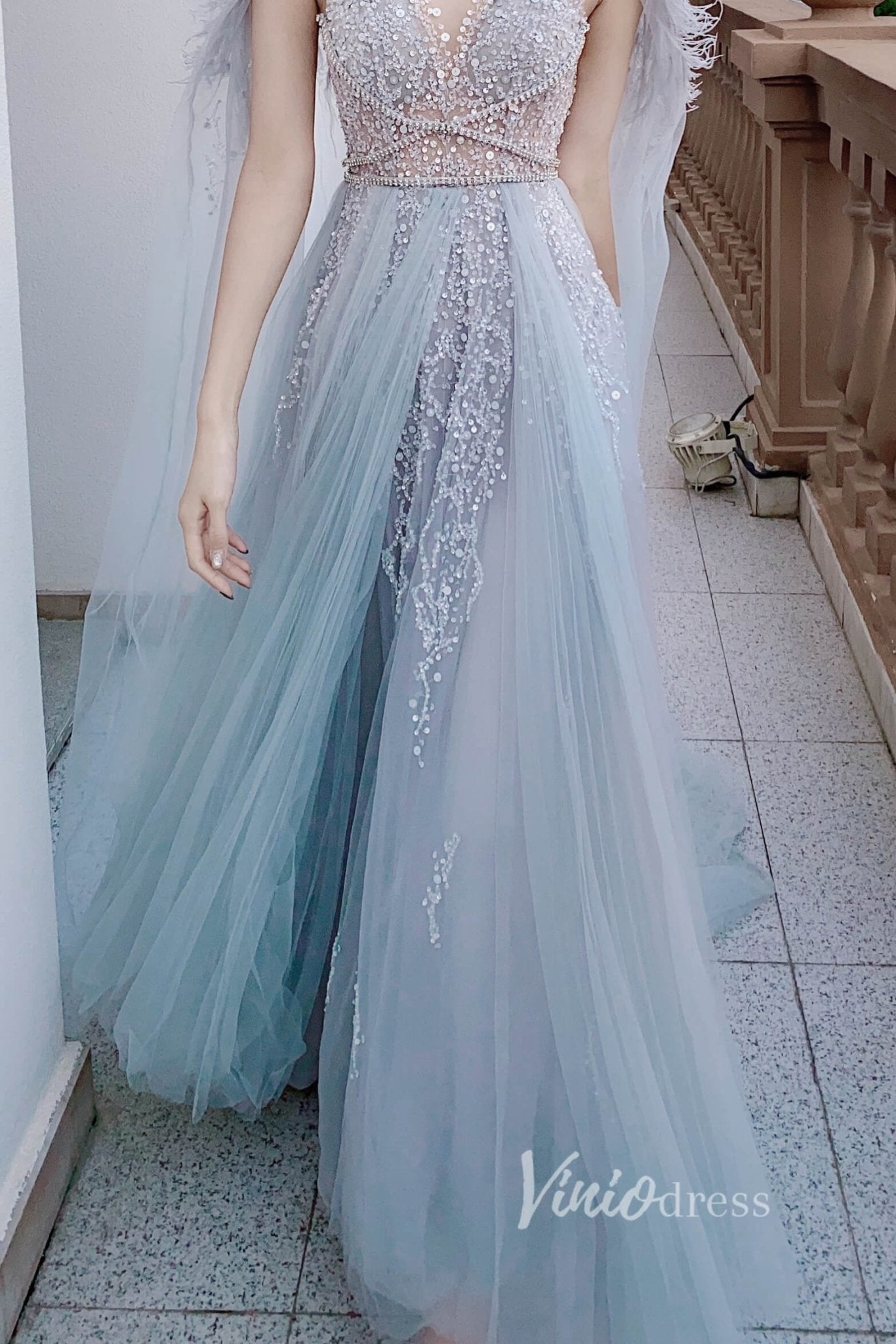 Vintage Blush Pink Prom Dresses with Long Cape FD2481-Evening Dresses 2025 -Viniodress-Blush Pink-US 2-