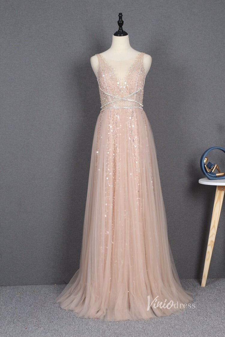 Vintage Blush Pink Prom Dresses with Long Cape FD2481-Evening Dresses 2025 -Viniodress-Blush Pink-US 2-