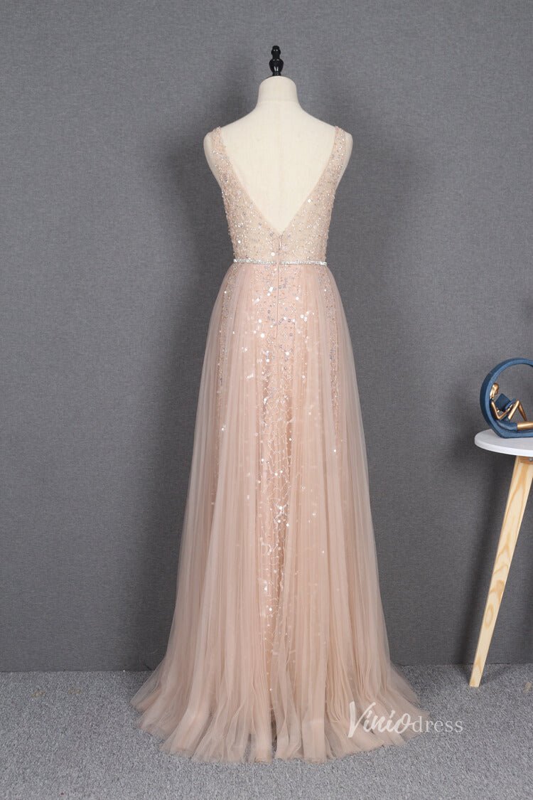 Vintage Blush Pink Prom Dresses with Long Cape FD2481-Evening Dresses 2025 -Viniodress-Blush Pink-US 2-
